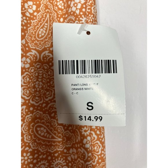 Forever 21 Women's Small Orange Paisley Hippie Boho Bell Bottoms Leggings NEW - Picture 3 of 10